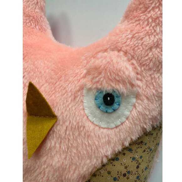 Woodland Owl Stuffed Animal Plushie Upcycled Hugging Buddy Neck Rest Pillow - Picture 2 of 4